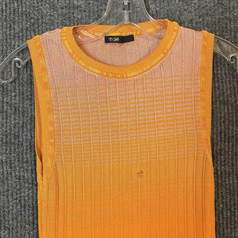 Maje Womens Tie Dye Knit Maxi Dress Size Small? Sleeveless Orange White - Picture 3 of 10
